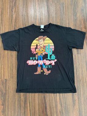 4/$45 Pixar Woody Toy Story Black XL T-Shirt Disney Theme Parkcore